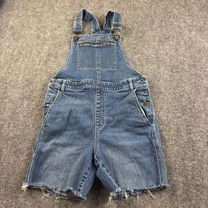 VOLCOM Women’s Denim Cut Off Short Overalls Size: Small (4/6)